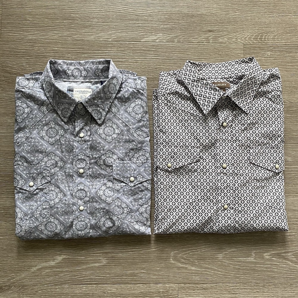 Ariat x Panhandle Pearl Snap Button Up Shirt Lot Men's XL Geometric Paisley